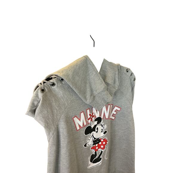 Disney Minnie Mouse Lace-Up Shoulder Sweatshirt Gray Graphic Youth Girls 11/13 - Picture 3 of 9
